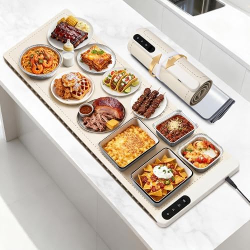 Extra Large Warming Mat for Food, (42"x15") Food Warming Mat with Countertop Insulation Pad, 6 Level Temperature