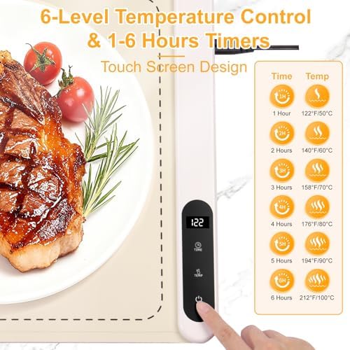 Extra Large Warming Mat for Food, (42"x15") Food Warming Mat with Countertop Insulation Pad, 6 Level Temperature, alternate