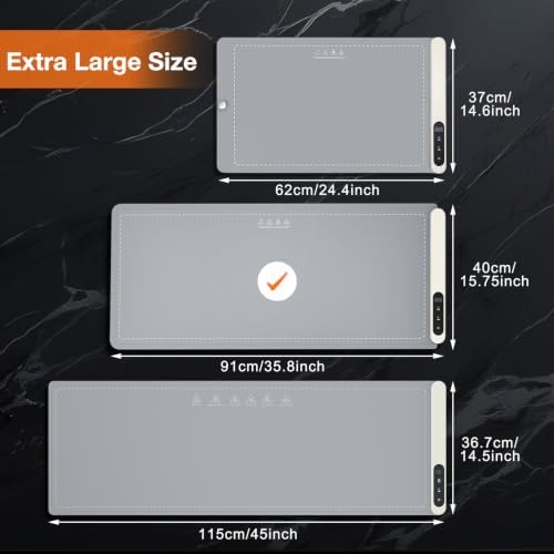 Extra Large Warming Mat for Food, Rapid and Full Surface Heating Gray, alternate view 2