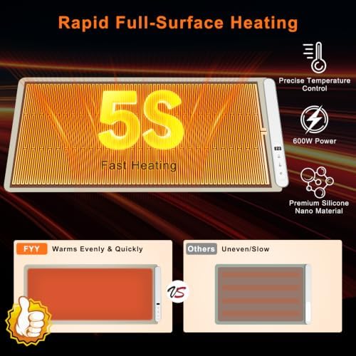 Extra Large Warming Mat for Food, Rapid and Full Surface Heating Khaki, alternate view 3