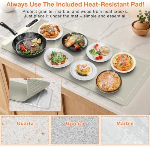 Extra Large Warming Mat for Food, Rapid and Full Surface Heating Khaki, alternate view 6