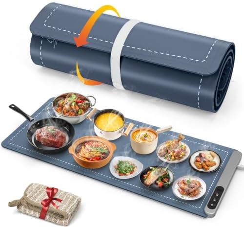 Extra Large Warming Mat for Food, Rapid and Full Surface Heating Navy