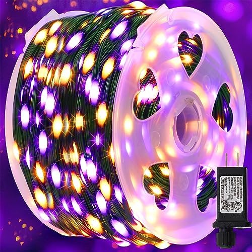 Extra Long 328FT Halloween Lights, 1000 LED Outdoor Fairy String Lights, Green PVC Copper Wire Christmas Light