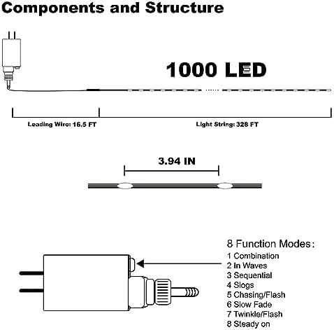 Extra Long 328FT Halloween Lights, 1000 LED Outdoor Fairy String Lights, Green PVC Copper Wire Christmas Light, alternate
