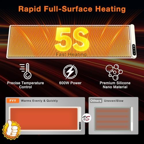Extra Long Warming Mat for Food, Rapid and Full Surface Heating Beige, alternate view 3