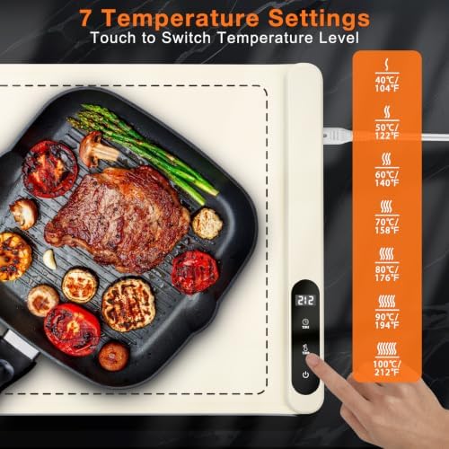 Extra Long Warming Mat for Food, Rapid and Full Surface Heating Beige, alternate view 4