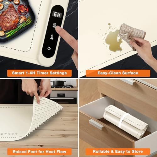 Extra Long Warming Mat for Food, Rapid and Full Surface Heating Beige, alternate view 5