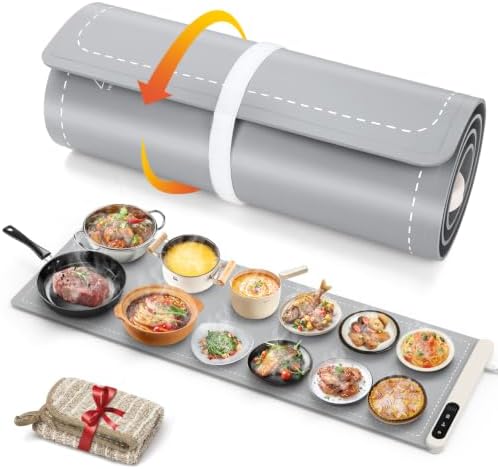 Extra Long Warming Mat for Food, Rapid and Full Surface Heating Gray