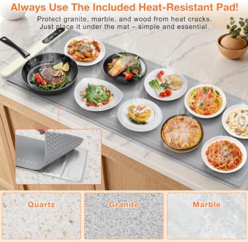 Extra Long Warming Mat for Food, Rapid and Full Surface Heating Gray, alternate view 6