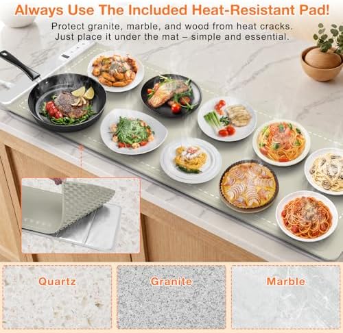 Extra Long Warming Mat for Food, Rapid and Full Surface Heating Khaki, alternate view 6