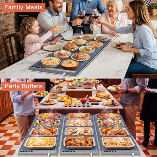 Extra Long Warming Mat for Food with Heat Resistant Pad, Prevent Countertop Cracks, Keep Meal Warm, Rapid and, alternate view