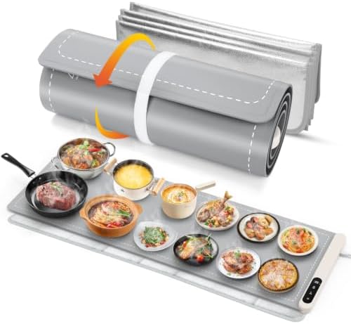 Extra Long Warming Mat for Food with Heat Resistant Pad, Prevent Countertop Cracks, Rapid and Full Surface
