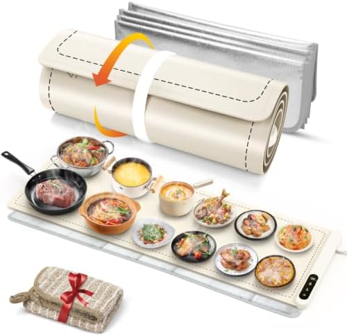 Extra Long Warming Mat for Food with Heat Resistant Pad, Prevent Countertop Cracks, Rapid and Full Surface
