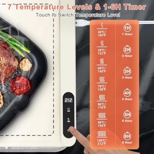 Extra Long Warming Mat for Food with Heat Resistant Pad, Prevent Countertop Cracks, Rapid and Full Surface, alternate view 5