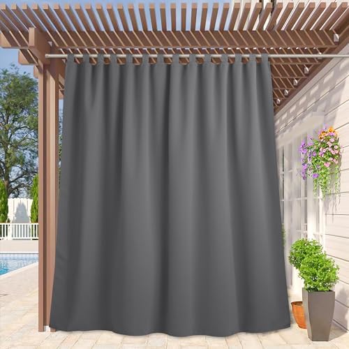 Extra Wide Outdoor Curtains for Patio Waterproof Tab Top Heavy Duty Thermal Insulated in Summer Full Coverage