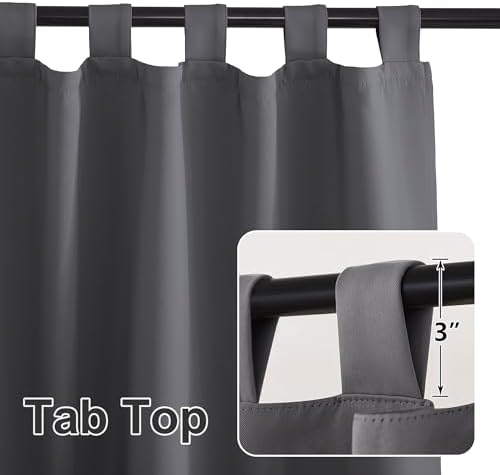 Extra Wide Outdoor Curtains for Patio Waterproof Tab Top Heavy Duty Thermal Insulated in Summer Full Coverage, alternate view