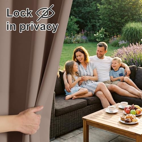 Extra Wide Outdoor Curtains for Patio Waterproof Tab Top Heavy Duty Thermal Insulated in Summer Full Coverage, alternate view