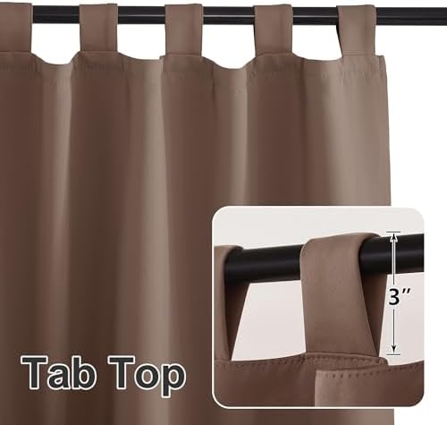 Extra Wide Outdoor Curtains for Patio Waterproof Tab Top Heavy Duty Thermal Insulated in Summer Full Coverage, alternate view