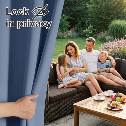 Extra Wide Outdoor Curtains for Patio Waterproof Tab Top Heavy Duty Thermal Insulated in Summer Full Coverage, alternate view