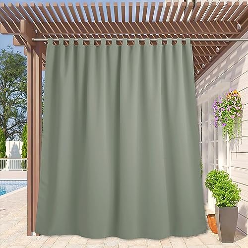 Extra Wide Outdoor Curtains for Patio Waterproof Tab Top Heavy Duty Thermal Insulated in Summer Full Coverage