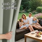 Extra Wide Outdoor Curtains for Patio Waterproof Tab Top Heavy Duty Thermal Insulated in Summer Full Coverage, alternate view