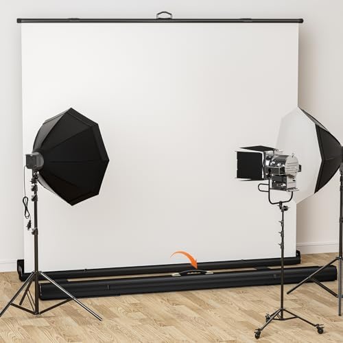 Extra Wide WASJOYE 81.5x83in Large Retractable White Backdrop Screen, alternate view 5