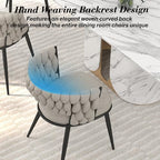 Fabric Dining Chairs Set of 2, Woven Chairs with Metal Legs, Beige in Beige, alternate view 5