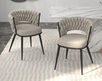 Fabric Dining Chairs Set of 4, Woven Chairs with Metal Legs, Beige in Beige, alternate view 2