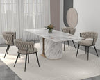Fabric Dining Chairs Set of 4, Woven Chairs with Metal Legs, Beige in Beige, alternate view 4