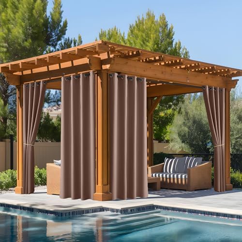 Fade Resistant Outdoor Curtains 2 Panels, Patio Waterproof Drapery Color Fastness Grade 4 Certification, UV