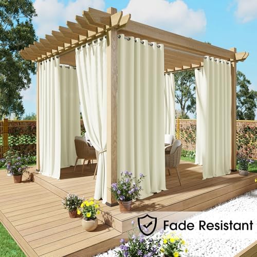 Fade Resistant Outdoor Curtains for Patio Waterproof 2 Panels, UV Protection Grade 4 Lightfastness Fade-Proof &, alternate
