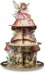 Fairy Birthday Cupcake Stand - 3 Tiered Baby Shower Decorations in Pink Fairy