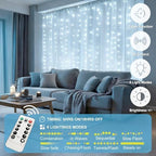 Fairy Curtain Lights Upgraded Tangle-Free Cool White USB Plug in 8 Modes String Hanging Lights with Remote for, alternate