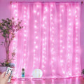 Fairy Curtain Lights Upgraded Tangle-Free Pink USB Plug in 8 Modes String Hanging Lights with Remote for