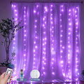 Fairy Curtain Lights Upgraded Tangle-Free Purple USB Plug in 8 Modes String Hanging Lights with Remote for
