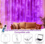 Fairy Curtain Lights Upgraded Tangle-Free Purple USB Plug in 8 Modes String Hanging Lights with Remote for, alternate view 5