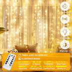 Fairy Curtain Lights Upgraded Tangle-Free Warm White USB Plug in 8 Modes String Hanging Lights with Remote for, alternate