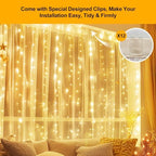 Fairy Curtain Lights Upgraded Tangle-Free Warm White USB Plug in 8 Modes String Hanging Lights with Remote for, alternate