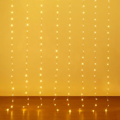 Fairy Curtain Lights USB Plug-in,8ft x 6ft 144 LED Twinkle Lights