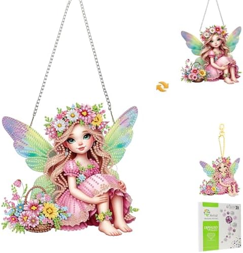 Fairy Diamond Painting Double-Sided Hanging Ornament Set, DIY Irregular Shaped Rhinestone Window Decoration Set