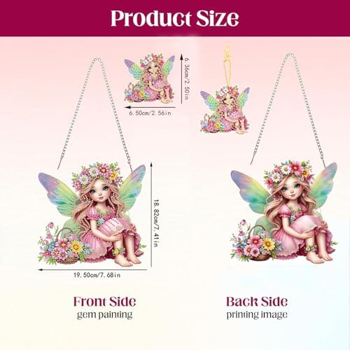 Fairy Diamond Painting Double-Sided Hanging Ornament Set, DIY Irregular Shaped Rhinestone Window Decoration Set, alternate