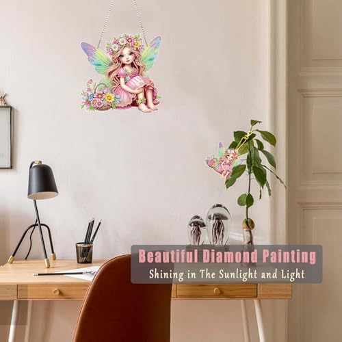 Fairy Diamond Painting Double-Sided Hanging Ornament Set, DIY Irregular Shaped Rhinestone Window Decoration Set, alternate