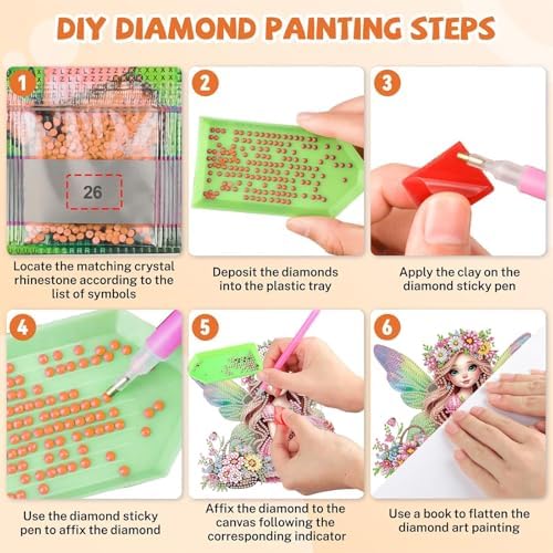 Fairy Diamond Painting Double-Sided Hanging Ornament Set, DIY Irregular Shaped Rhinestone Window Decoration Set, alternate