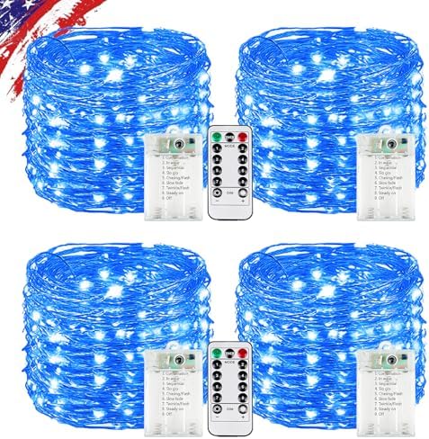 Fairy Lights Battery Operated with Remote,4Pack 80FT 240LED Blue in Blue