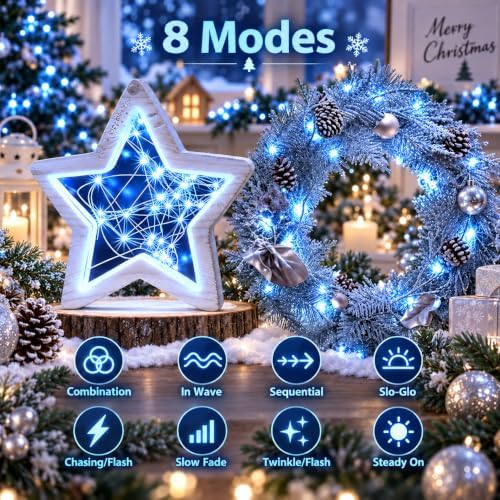 Fairy Lights Battery Operated with Remote,4Pack 80FT 240LED Blue in Blue, alternate view 2