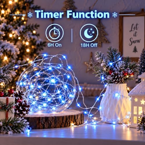 Fairy Lights Battery Operated with Remote,4Pack 80FT 240LED Blue in Blue, alternate view 3