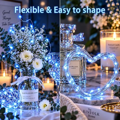 Fairy Lights Battery Operated with Remote,4Pack 80FT 240LED Blue in Blue, alternate view 4