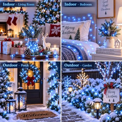 Fairy Lights Battery Operated with Remote,4Pack 80FT 240LED Blue in Blue, alternate view 7