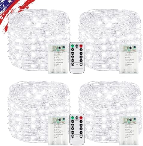 Fairy Lights Battery Operated with Remote,4Pack 80FT 240LED Cold White in Cool White