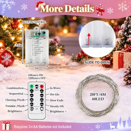 Fairy Lights Battery Operated with Remote, 4Pack 80FT 240LED Multicolor in Multicolor, alternate view 7